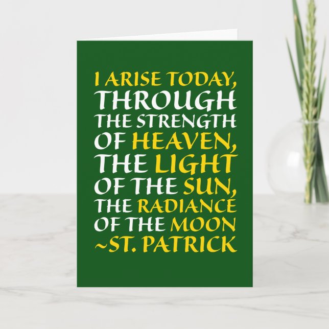 Religious St. Patrick Irish Roman Catholic Prayer  Card (Front)