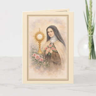 Religious St. Therese Carmelite Nun Floral Card