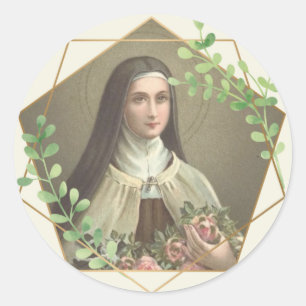 Religious St. Therese Carmelite Nun Vintage Classic Round Sticker