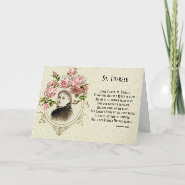 Religious St. Therese Poem Little Flower Holiday Card (Front)
