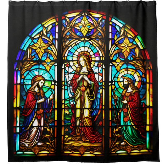 Religious Stained Glass Shower Curtain (Front)
