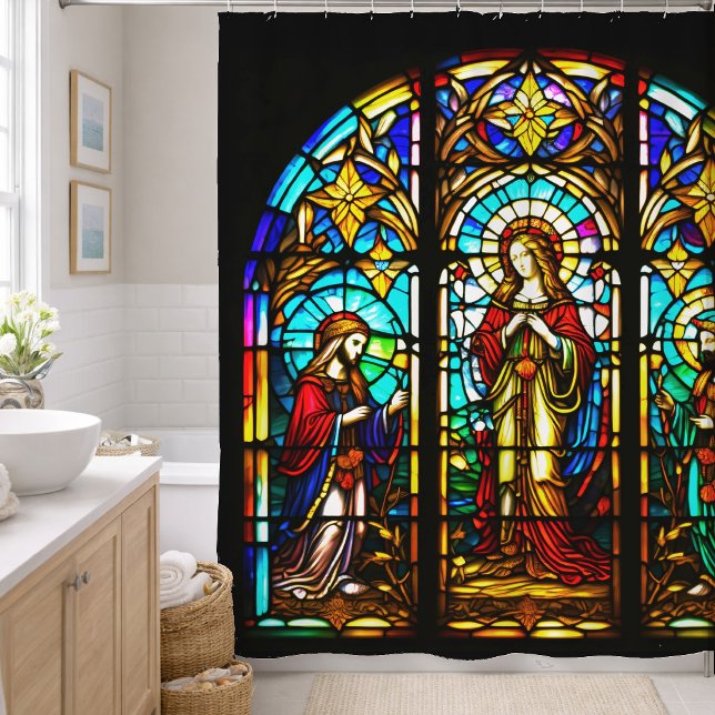 Religious Stained Glass Shower Curtain (Creator Uploaded)