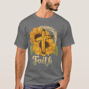 Religious Sunflower Cross Christian Faith T-Shirt