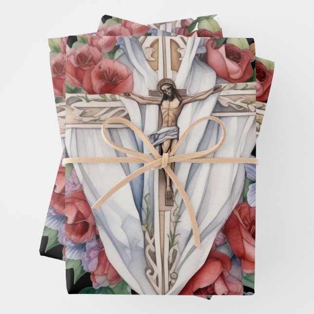 Religious Symbols and Verses for Sympathy Wrapping Paper Sheet (In situ)