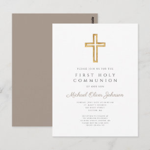 Religious Taupe Beige Boy First Communion Postcard