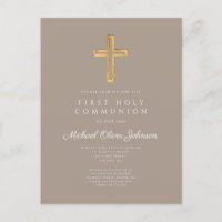 Religious Taupe Beige Boy First Communion 