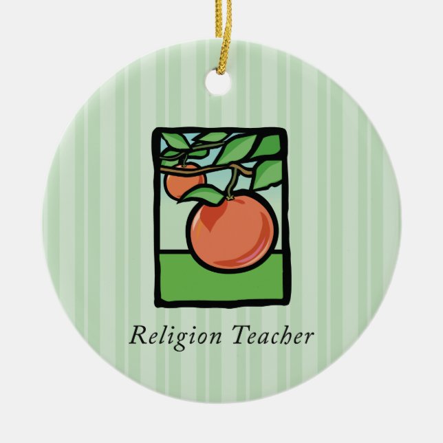 Religious Teacher Thank You, Apple Ceramic Tree Decoration (Front)