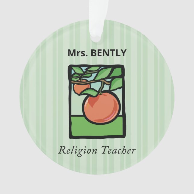 Religious Teacher Thank You, Apple Ornament (Front)