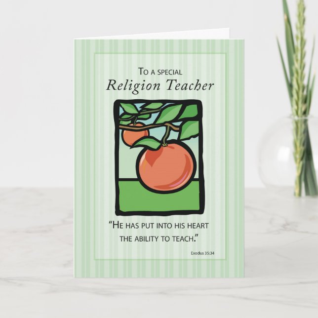 Religious Teacher Thank You, Apple Thank You Card (Front)