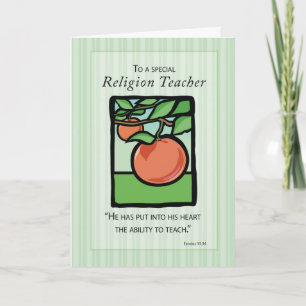 Religious Teacher Thank You, Apple Thank You Card
