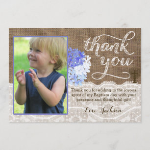 Religious thank you card for boy with Holy Cross