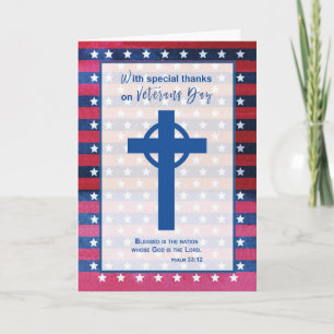 Religious Thanks on Veterans Day Blue Cross Card