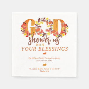 Religious Thanksgiving Dinner Faith Bible Quote Napkin
