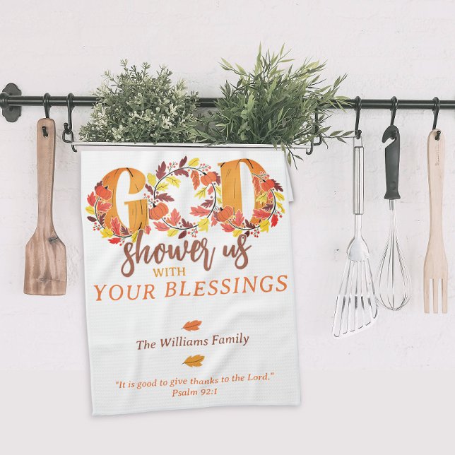 Religious Thanksgiving Dinner Faith Bible Quote Tea Towel (Religious Thanksgiving Dinner Faith Bible Quote Kitchen Towel Gift for Hostess Mom Wife Grandmother)