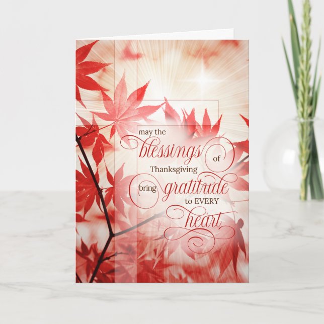 Religious Thanksgiving Maple Leaves and Christian Holiday Card (Front)