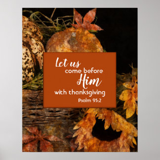 Religious Thanksgiving Poster with Psalm 95:2