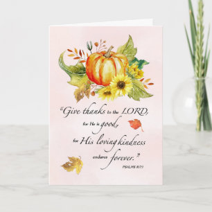 Religious Thanksgiving with Watercolor Pumpkin Card