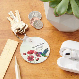 Religious Thinking of You Flowers with Hummingbird Key Ring