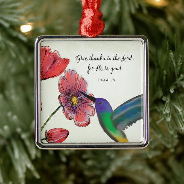 Religious Thinking of You Flowers with Hummingbird Metal Tree Decoration (Tree)