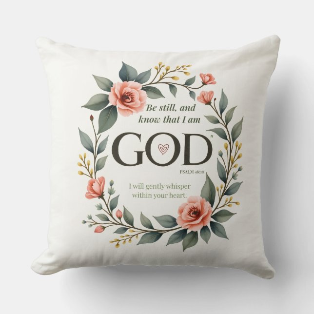 Religious Thinking of You Scripture Floral Wreath Cushion (Front)