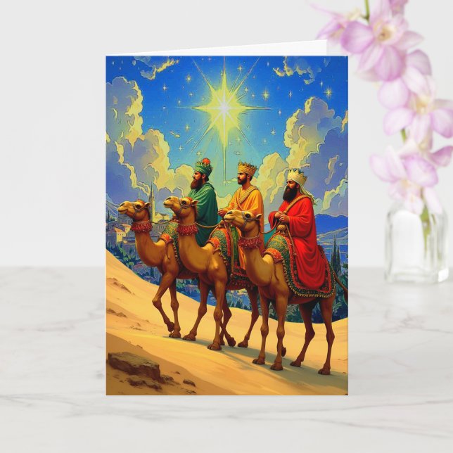 Religious Three Kings Folded Christmas Card (Orchid)