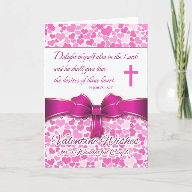 Religious Valentine for Couple, Psalm 37:4 Verse Holiday Card (Front)