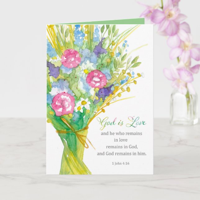Religious Valentine's Day 1 John 4:16 Wildflowers Card (Orchid)