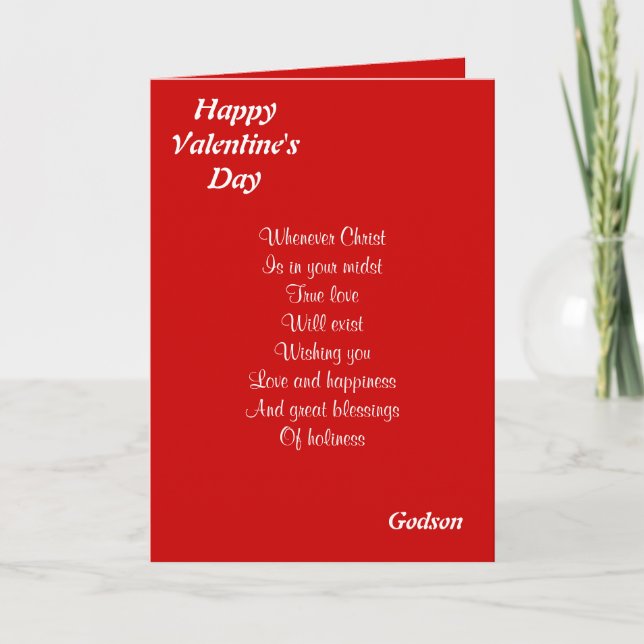 Religious valentine's day godson holiday card (Front)