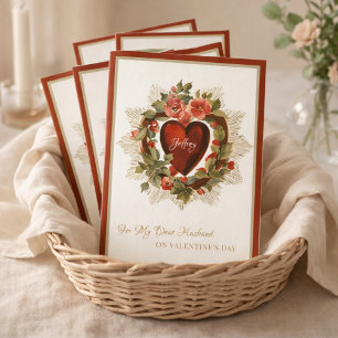 Religious Valentines Day Husband Hearts Roses Holiday Card