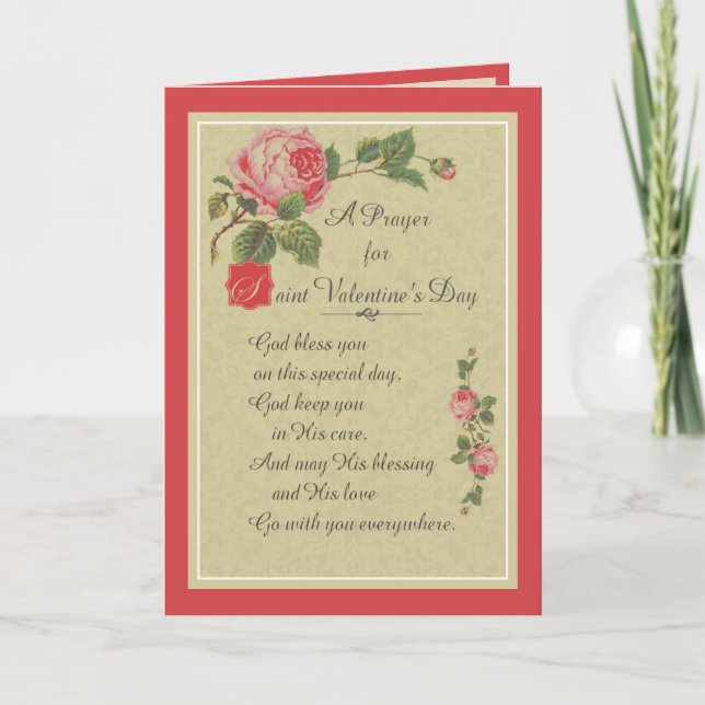 Religious Valentines Day Prayer Roses Holiday Card (Front)