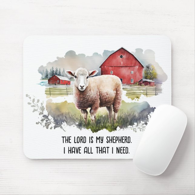 Religious Verse With Sheep Mouse Mat (With Mouse)