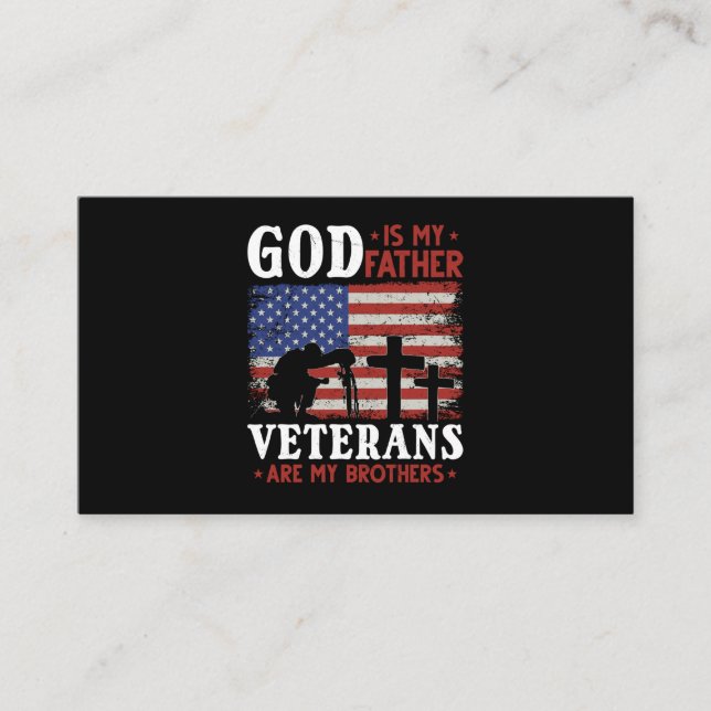 Religious Veteran American Flag Proud Soldier Business Card (Front)
