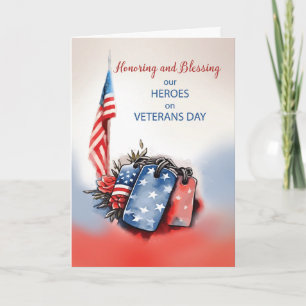 Religious Veterans Day Patriotic Dog Tags Card