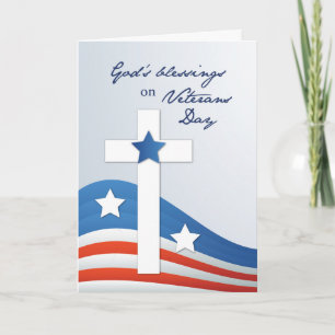 Religious Veterans Day Stars and Stripes w/ CrosS Card