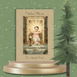 Religious Vintage Baby Jesus Catholic Priest<br><div class="desc">Featuring a beautiful traditional religious vintage image of the  Baby Jesus on the altar in a manger. All text and fonts can be modified.</div>