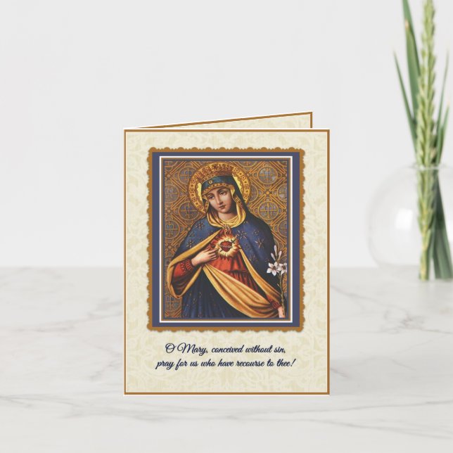 Religious Vintage Catholic Virgin Mary Prayer  Card (Front)