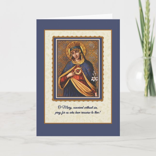 Religious Vintage Catholic Virgin Mary Prayer Card (Front)