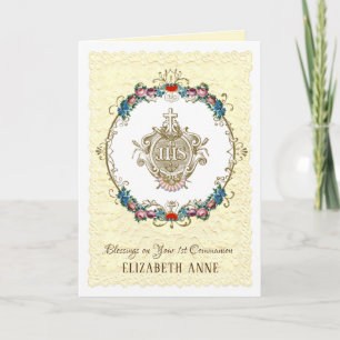 Religious Vintage First Holy Communion Catholic Holiday Card