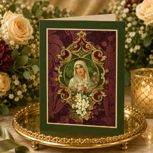 Religious Vintage Virgin Mary Birthday Scripture Card
