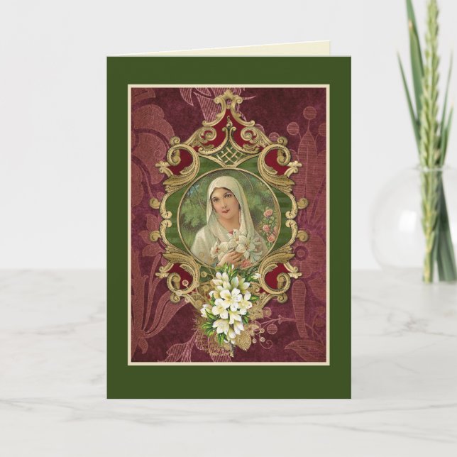 Religious Vintage Virgin Mary Birthday Scripture Card (Front)