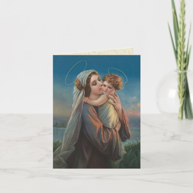 Religious Vintage Virgin Mary Child Jesus Card (Front)