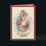 Religious Vintage Virgin Mary Jesus Rosary Card<br><div class="desc">This is a beautiful traditional Catholic image of the Blessed Virgin Mary with the Sacred Heart of Jesus and vintage background. Inside is the same beautiful image overlaid on roses with a holy rosary. A Marian Cross is above the text on the right side. All text and fonts inside may...</div>