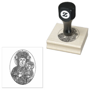 Religious Virgin Mary Black Madonna Jesus Rubber Stamp