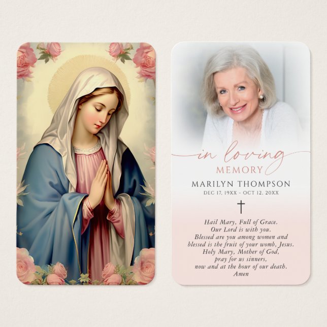 Religious Virgin Mary Cross Prayer Card (Front & Back)