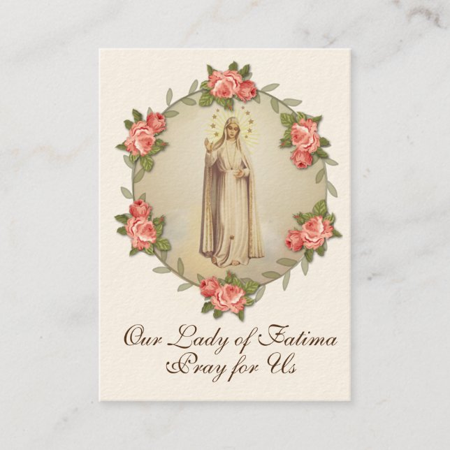 Religious Virgin Mary Fatima Catholic Prayer Business Card (Front)