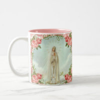 Religious Virgin Mary Fatima Pink Vintage Roses 