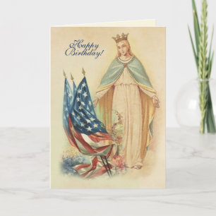 Religious Virgin Mary Flag Birthday Prayer Card