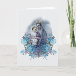 Religious Virgin Mary Floral Catholic Vintage Card