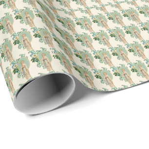 Religious Virgin Mary Floral Elegant  Wrapping Paper
