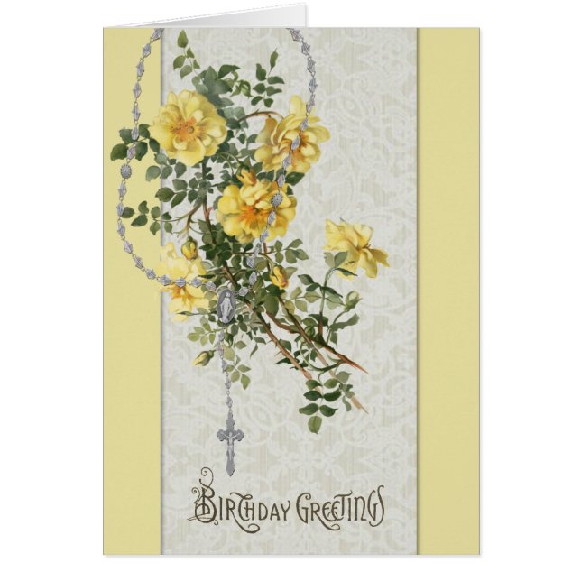 Religious Virgin Mary Floral Rosary Birthday  (Front)